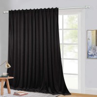 StangH Black Backdrop Curtains 96 inches Long Thermal Insulated Velvet Drapes for Sliding Door Blackout Bedroom Window Curtains for Theater Living Room Sun Room Black W100 x L96 1 Panel