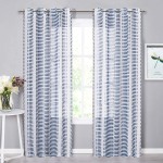 StangH Navy Blue Sheer Farmhouse Curtains Boho Semi Sheer Window Panels Rustic Striped Pattern Curtains Grommet Privacy Sheer Drapes for Balcony Bedroom W50 x L84 2 Panels