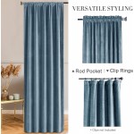 Vangao Velvet Blackout Curtains 84 Inches Long for Bedroom Living Room Blue Super Soft Thermal Insulated Rod Pocket Window Drapes 2 Panels