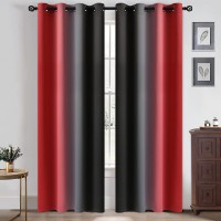Yakamok Ombre Red and Black Curtains for Bedroom Gradient Room Darkening Curtains 84 inches Long,Grommet Thermal Insulated Light Blocking Window Drapes Curtain for Living Room,52 x 84 Inch,2 Panels