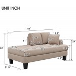 ABRIHOME 64" Deep Tufted Upholstered Textured Fabric Chaise Lounge,Toss Pillow Included,Living Room Bedroom Use,Warm Grey