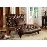 Acme Anondale Two-Tone Polyurethane Chaise Lounger with Pillow Espresso Finish