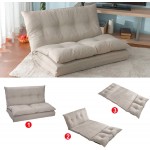 Beige Adjustable Fabric Folding Chaise Lounge Sofa Chair Floor Couch