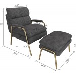BFZ Lounge Chair Chaise Lounge Indoor Single Sofa Comfy Chair Accent Chairs for Living Room Lazy Sofa Lounge Chair with Velvet Metal Base and Footrest Dark Grey