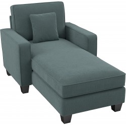 Bush Furniture Stockton Chaise Lounge with Arms Turkish Blue Herringbone
