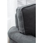 Chaise Lounge Chair Indoor 59" D Linen Fabric Single Armrest Chair Modern Tufted Upholstered Lounger Singe Sofa with Nailhead Trim for Living Room Bedroom Office Small Space Dark Grey
