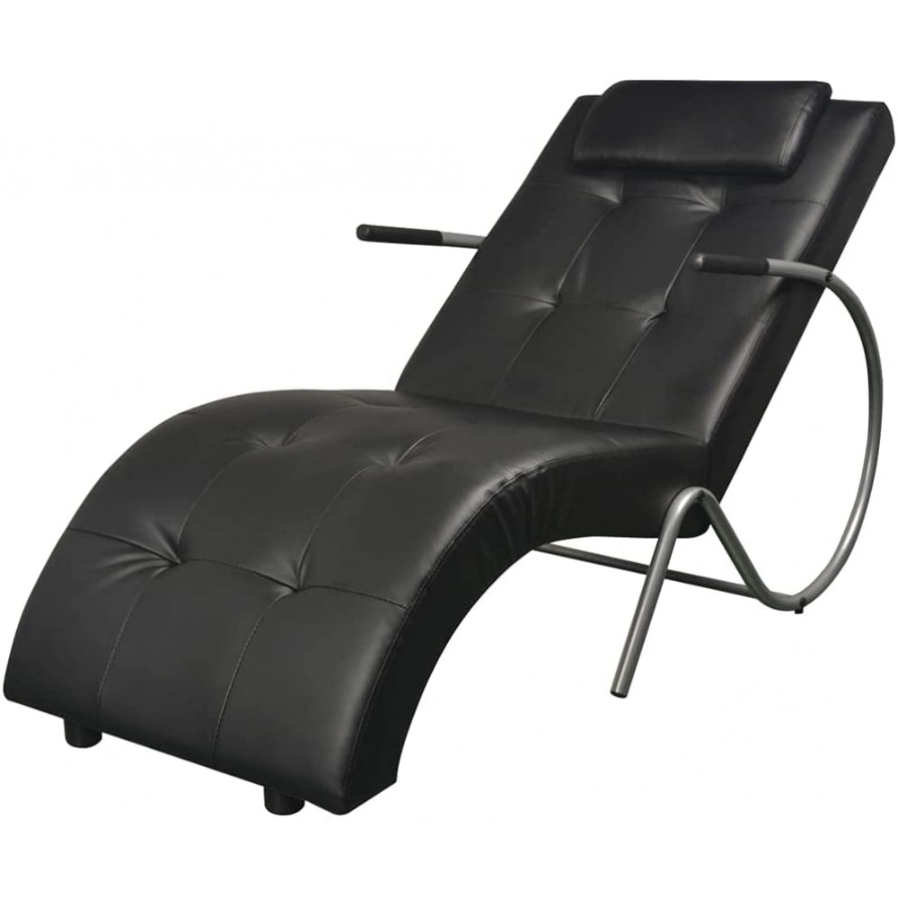 Chaise Lounge Chair Massage Sofa Chair Ergonomic Indoor Chair Modern Faux Leather Long Lounger for Office or Living Room Black
