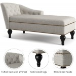 Chaise Lounge Indoor Chair Tufted Fabric Modern Long Lounger for Office or Living Room Nailheaded,Sleeper Lounge Sofa Beige