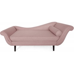 Christopher Knight Home Matthew Contemporary Chaise Lounge with Scroll Arms Light Blush and Dark Brown