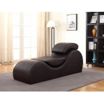 Container Furniture Direct Yoga Collection Modern Faux Leather Stretch Relaxation Living Room Chaise Lounge Regular Umber Brown