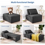 Cozy Castle Sleeper Chair Convertible Chair Bed 4 in 1 Ottoman Bed Pull Out Sofa Bed Twin Chaise Lounge Liner Fbric for Living Room Small Apartment Black
