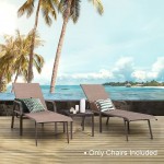 Crestlive Products Adjustable Chaise Lounge Chair Five-Position and Full Flat Outdoor Recliner for Patio Deck Beach Yard Pool 2PCS Brown