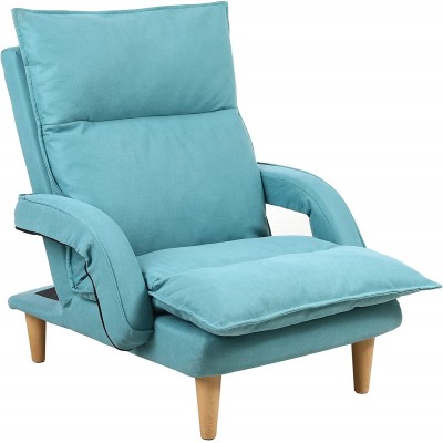 FLOGUOR Teal Floor Chair Chaise Lounge Sofa 14-Position Adjustable Folding Lazy Sofa with Armrests and a Pillow Padded Gaming Chair for Living Room Bedroom Factory Price 6458G-TE
