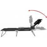 Folding Chaise Lounge with Head Cushion Powder-Coated Steel Sun Lounge Chair 74.4" x 22.8" x 10.6" by BLUECC Black