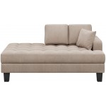 FRITHJILL Chaise Lounge Chair Modern Long Lounger with Tufted Upholstered Textured Fabric in Warm Grey for Living Room