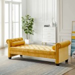 FRITHJILL Daybed Tufted Rolled Arms Chaise Lounge Indoor Upholstered Sofa Lounge Chair for Living Room Bedroom