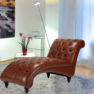 FRITHJILL PU Chaise Lounge Chair Modern Living Room Button Tufted Sofa Bed