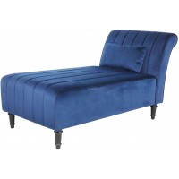 FRITHJILL Velvet Chaise Lounge Chair Modern Long Lounger in Dark Blue for Living Room