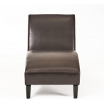 Great Deal Furniture Cleveland Brown Leather Curved Chaise Lounge Chair