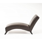 Great Deal Furniture Cleveland Brown Leather Curved Chaise Lounge Chair