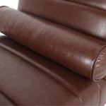 Hapeisy Leather Chaise Lounge Channel Stitching with Lumbar Pillow,Faux Leather Chaise Lounge Indoor Chair Modern Long Lounger for Office or Living Room,Brown