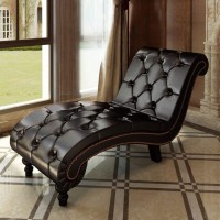 H.BETTER Leather Chaise Lounge Brown Tufted Chesterfield Sofas Couches Chair Indoor