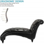 Homvent Chaise Lounge Indoor Lounge Chair Leather Futon Chair W Tufted Buttons Lounge Chairs for Living Room Office or Bedroom Black