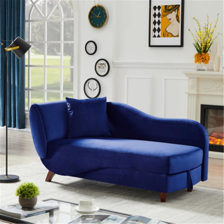 Indoor Chaise Lounge Recliner Sofa with 2 Pillows and Storage Leisure Sofa for Living Room Bedroom Blue
