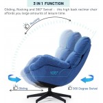 JOYBASE Lounge Chair with Ottoman Swivel Accent Chair with Ottoman Chair and Ottoman Set Swivel Rocking Armchair with Footrest for Indoor Reading Living Room Bedroom Office Blue