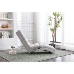 Lazyspace Upholstered Massage Recliner Chair Linen Chaise Lounge Indoor Chair Modern Long Lounger for Office or Living Room Light Grey