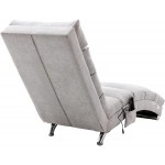 Lazyspace Upholstered Massage Recliner Chair Linen Chaise Lounge Indoor Chair Modern Long Lounger for Office or Living Room Light Grey