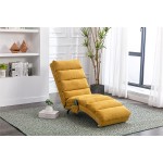 Lazyspace Upholstered Massage Recliner Chair Linen Chaise Lounge Indoor Chair Modern Long Lounger for Office or Living Room Yellow