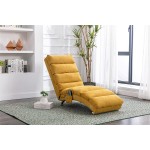 Lazyspace Upholstered Massage Recliner Chair Linen Chaise Lounge Indoor Chair Modern Long Lounger for Office or Living Room Yellow