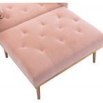 Lazyspace Velvet 2 in 1 Chaise Lounge Chair Modern Single Sofa Bed with Two Pillows Recliner Chair with 3 Adjustable Angles Convertible Sleeper Chair Loveseat for Living Room and Bedroom,Pink
