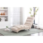 Linen Chaise Lounge Indoor Chair Modern Long Lounger for Office or Living Room Shipping from US Warehouse
