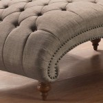 Luxurious Dramatic Button Tufted Linen Chaise Lounge with Bolster Pillow Most Comfortable Shape for Human Body Traditional Solid Wood Frame Armless Long Chair for Living Room Bedroom Furniture Brown