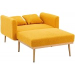 Modern Velvet Tufted Chaise Lounge Sofa Bed for Living Room Thick Padded Accent Chair Armchair with Gold Metal Legs Yellow