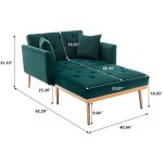 NOSGA Modern Tufted Velvet Sofa Chaise Lounge Indoor Adjustable Backrest Lounge Sofa with Thick Padded Convertible Reclining Chair with Rose Golden Metal Legs for Living Room Home Office Green