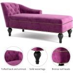 Olela Chaise Lounge Indoor Tufted Fabric Velvet Modern Chaise Lounge Chair for Living Room,Office,Bedroom or Apartment,Purple Purple
