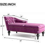 Olela Chaise Lounge Indoor Tufted Fabric Velvet Modern Chaise Lounge Chair for Living Room,Office,Bedroom or Apartment,Purple Purple