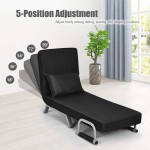 QWERTP Convertible Sofa Bed Sleeper Chair 5 Position Adjustable Backrest Folding Arm Chair Sleeper W Pillow Upholstered Seat Leisure Chaise Lounge Couch for Home Office,Gray