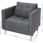 STHOUYN Mid Century Modern Upholstered Fabric Accent Chair with Arms Set of 2 Armchair Comfy Reading Chair for Living Room Studio Office Couch Single Sofa Set Bedroom Grey