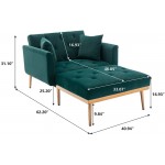 ZEROFEEL Velvet 2 in 1 Chaise Lounge Chair Indoor Modern Single Sofa Bed with Two Pillows Recliner Chair with 3 Adjustable Angles Convertible Sleeper Accent Chair for Living Room Bedroom Green