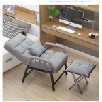 ZWJAX Indoor Chaise Lounge Bedroom Chair with Footstool Living Dining Room Comfy Upholstered Single Sofa Chair Adjustable Backrest Armchair with Steel Frame Fabric Cushion and Backrest Storage