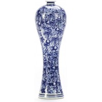 13" China Ceramic Vase Blue and White Porcelain Chinese Handmade Decorative Flower Vase for Living Room Home Decor Office Table Centerpiece