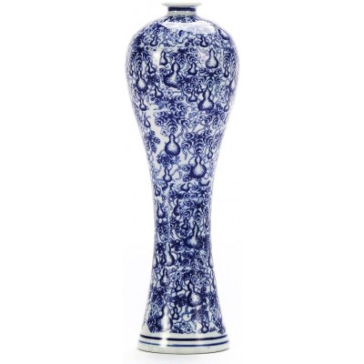 13" China Ceramic Vase Blue and White Porcelain Chinese Handmade Decorative Flower Vase for Living Room Home Decor Office Table Centerpiece