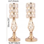 20in Metal Crystal Wedding Centerpiece Vases for Tables Set of 2 Gold Trumpet Flower Vase Stands for Wedding Party Reception Dining Room Living Room Décor