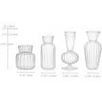 8Pcs  Set Small Vase Different Geometric Stripe Shape Bud Vases in Bulk Simplicity Clear Cute Mini Flower Vases Glass Narrow Neck for Home Centerpieces Table Decor