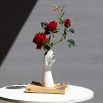 9 Inch Modern Art Ceramic Flower Vase Hand Holding Plants Flower Container Tabletop White Arm vase for Home Office Decoration