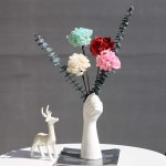 9 Inch Modern Art Ceramic Flower Vase Hand Holding Plants Flower Container Tabletop White Arm vase for Home Office Decoration